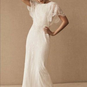 BHLDN Bonheur Ivory Vintage Inspired Maxi Wedding Gown size 4